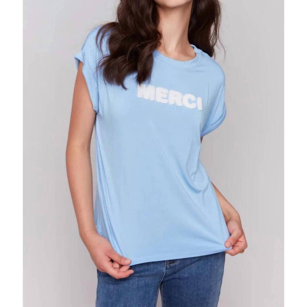 NEW CHARLIE B merci short sleeve tee in bluebell